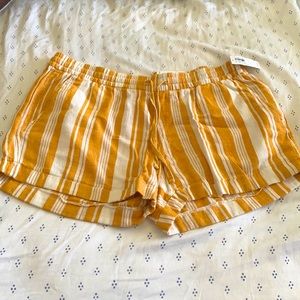 Yellow Striped Linen Shorts